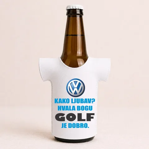 Kako ljubav? Hvala bogu GOLF je dobro - Majica za flaše – proizvod sa printom
