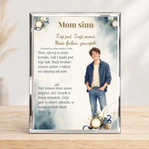 Mom sinu · Hrabro kroz život · Foto staklo – uspravno