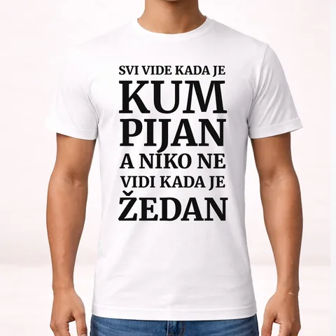 Сви виде кад је кум пијан, а нико не види када је жедан - Мајица – артикл са принтом